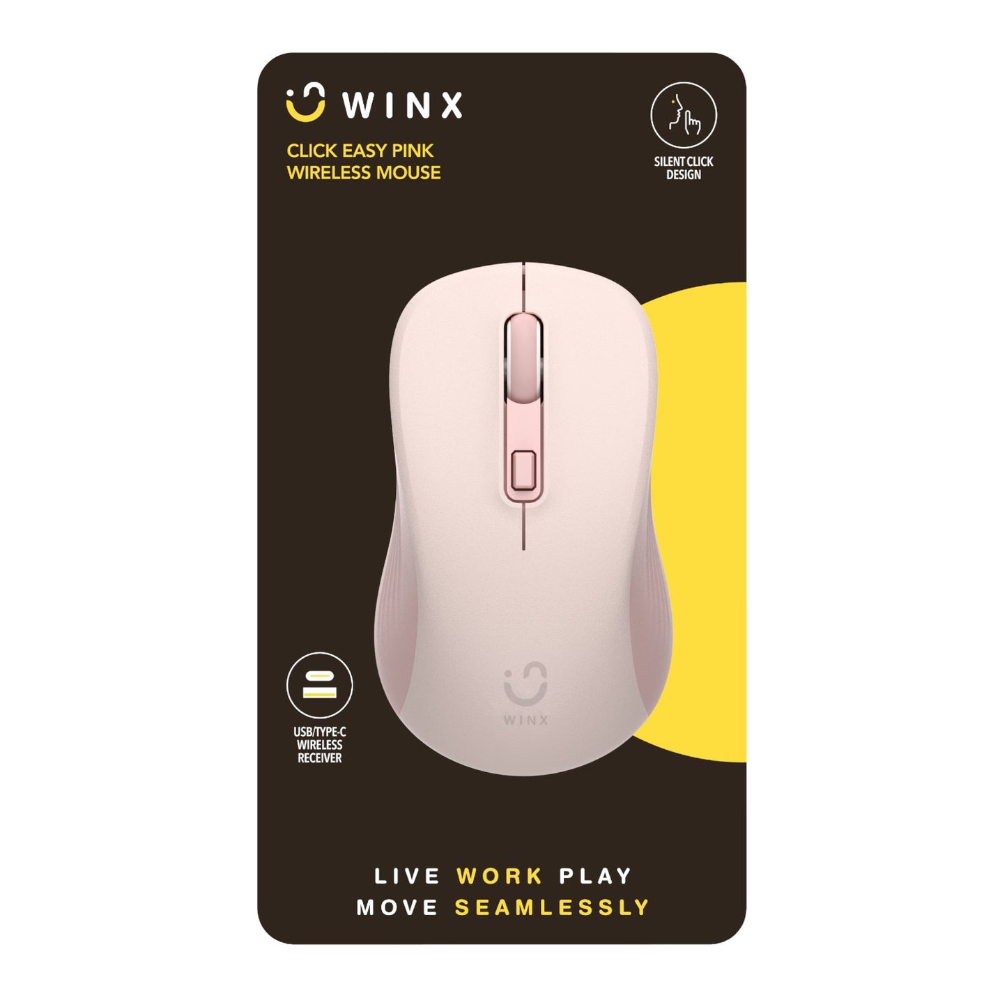 WINX CLICK Easy 1600DPI 2.4GHz Wireless Mouse – Pink