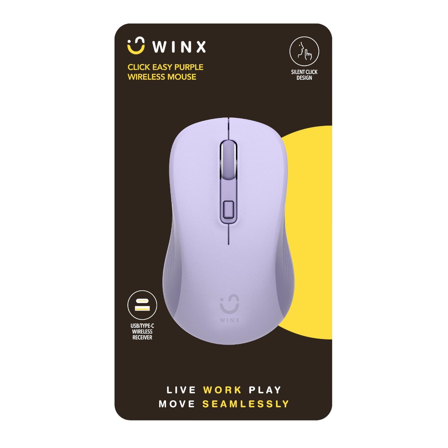 WINX CLICK Easy 1600DPI 2.4GHz Wireless Mouse – Purple