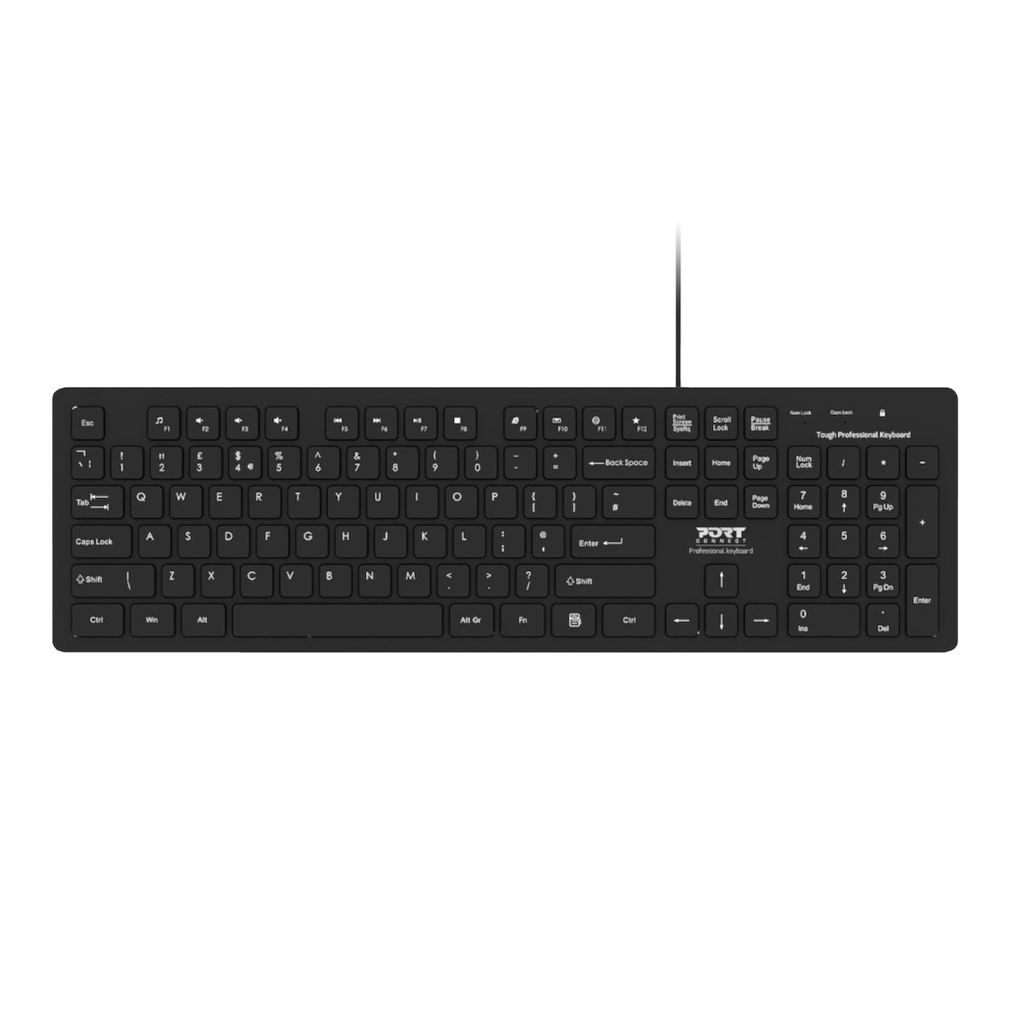 Port Connect Tough Office USB Keyboard – Black