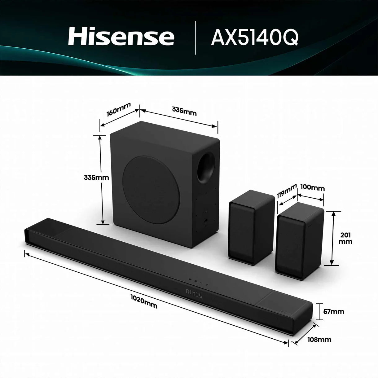 Hisense 5.1.4 Channel Dolby Atmos Soundbar