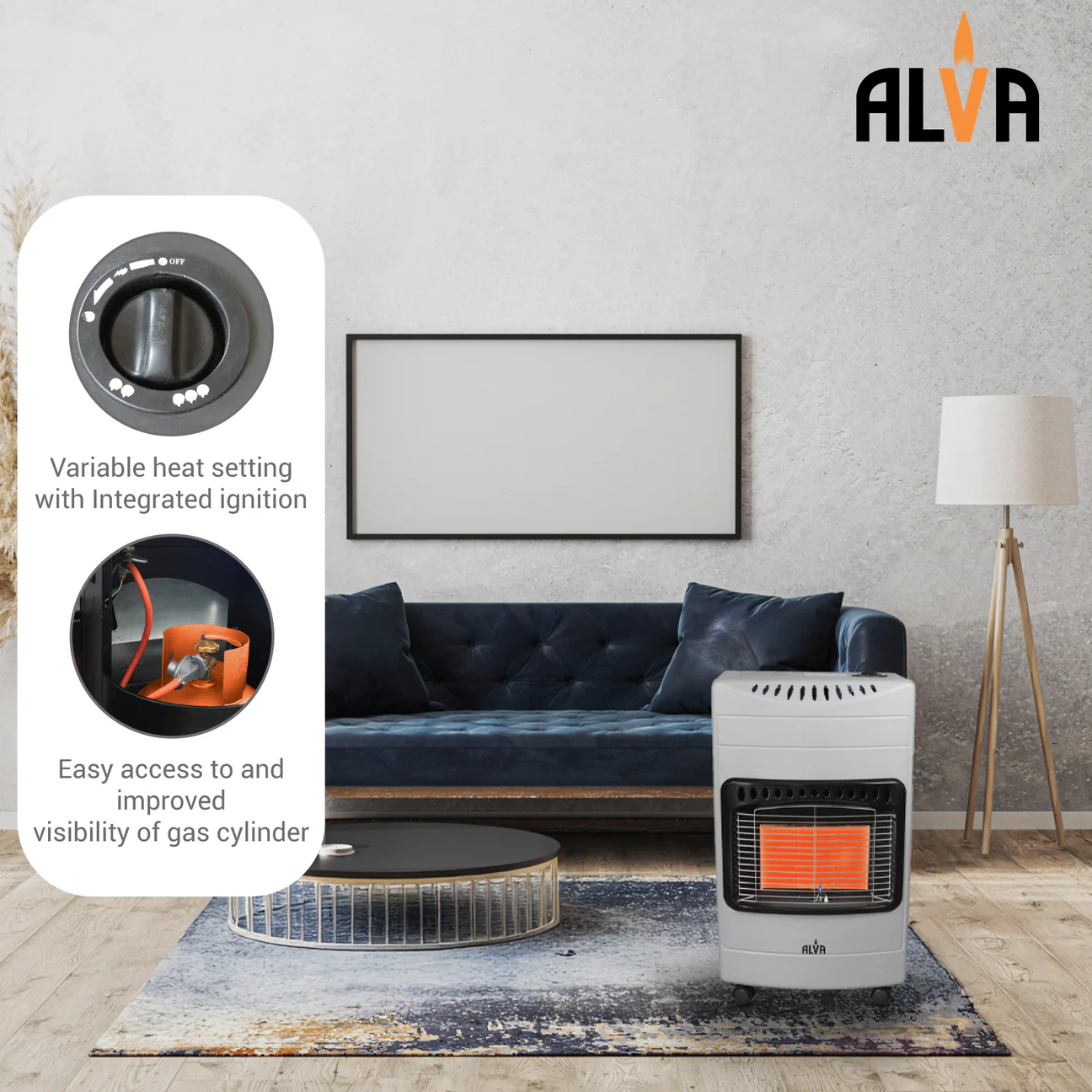 Alva 3 Panel Luxurious Infrared Radiant Indoor Gas Heater