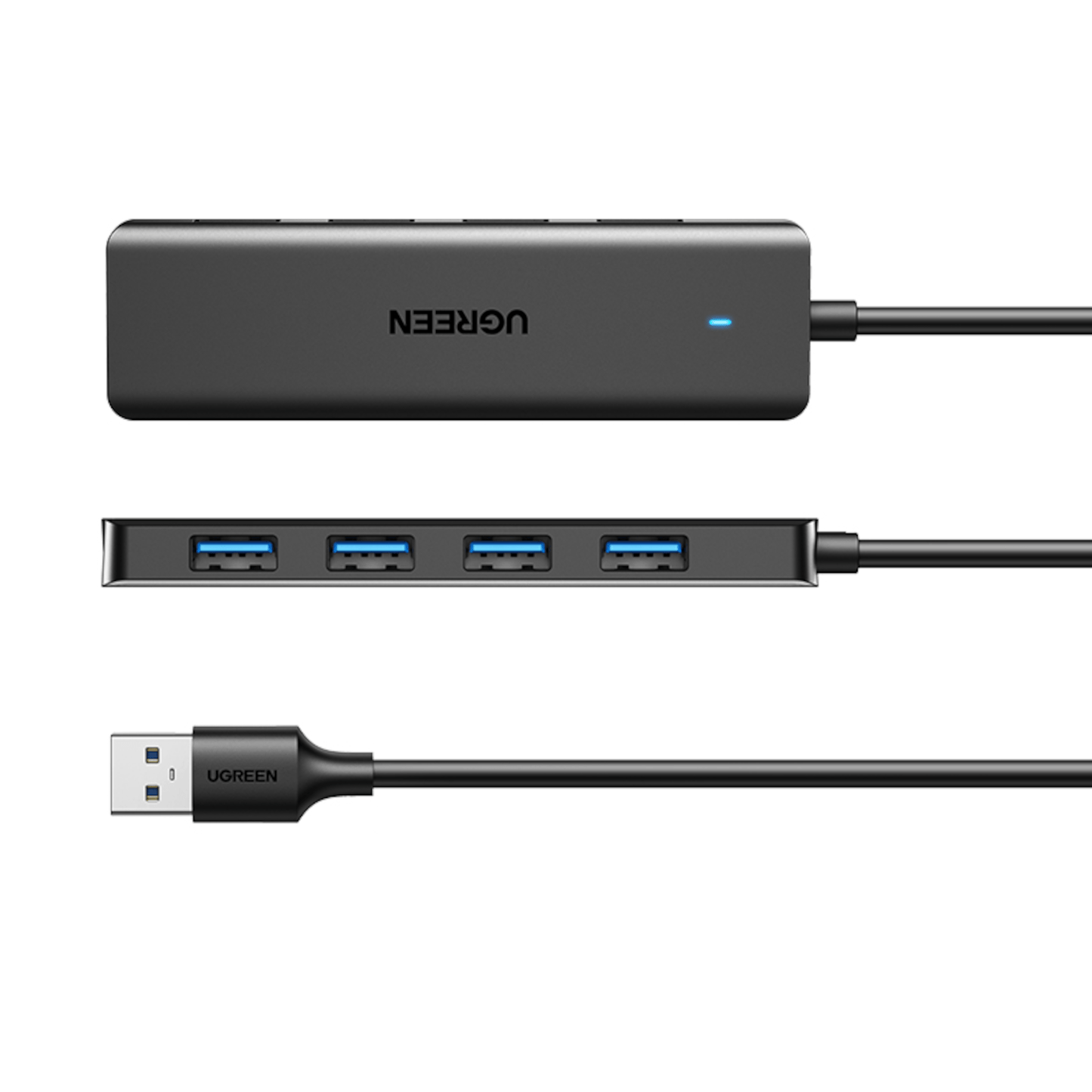 UGREEN 4-in-1 USB 3.0 Hub – High-Speed 5Gbps Data Transfer – Grey