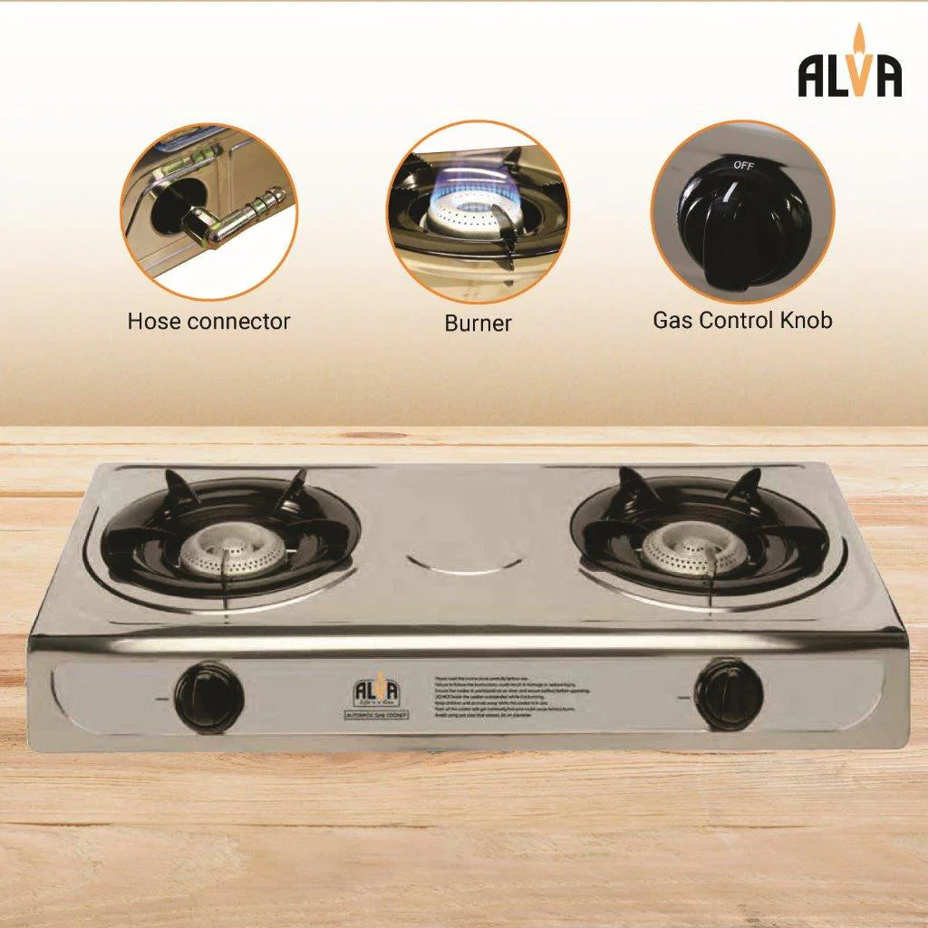 Alva Stainless Steel 2 Plate Gas Stove