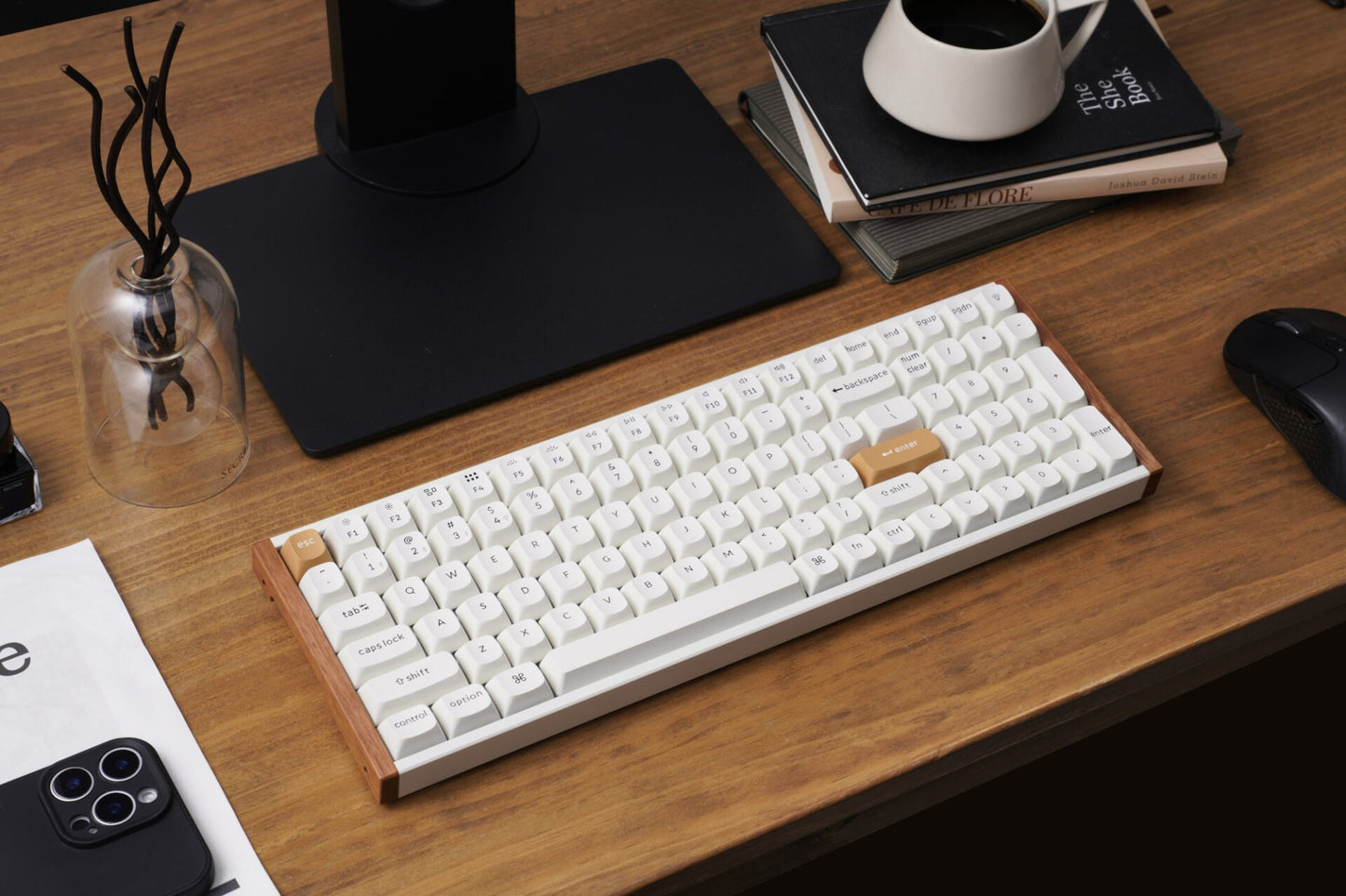 Keychron K4 HE 96% Magnetic Switch Hot-Swap RGB Wireless Keyboard – White (Wood + Aluminium)