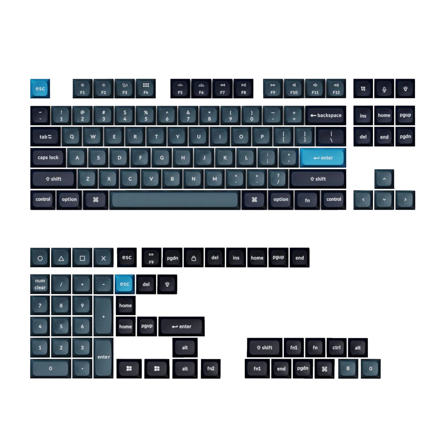 Keychron Double Shot KSA PBT Keycap Set – Dark Grey/Grey/Blue