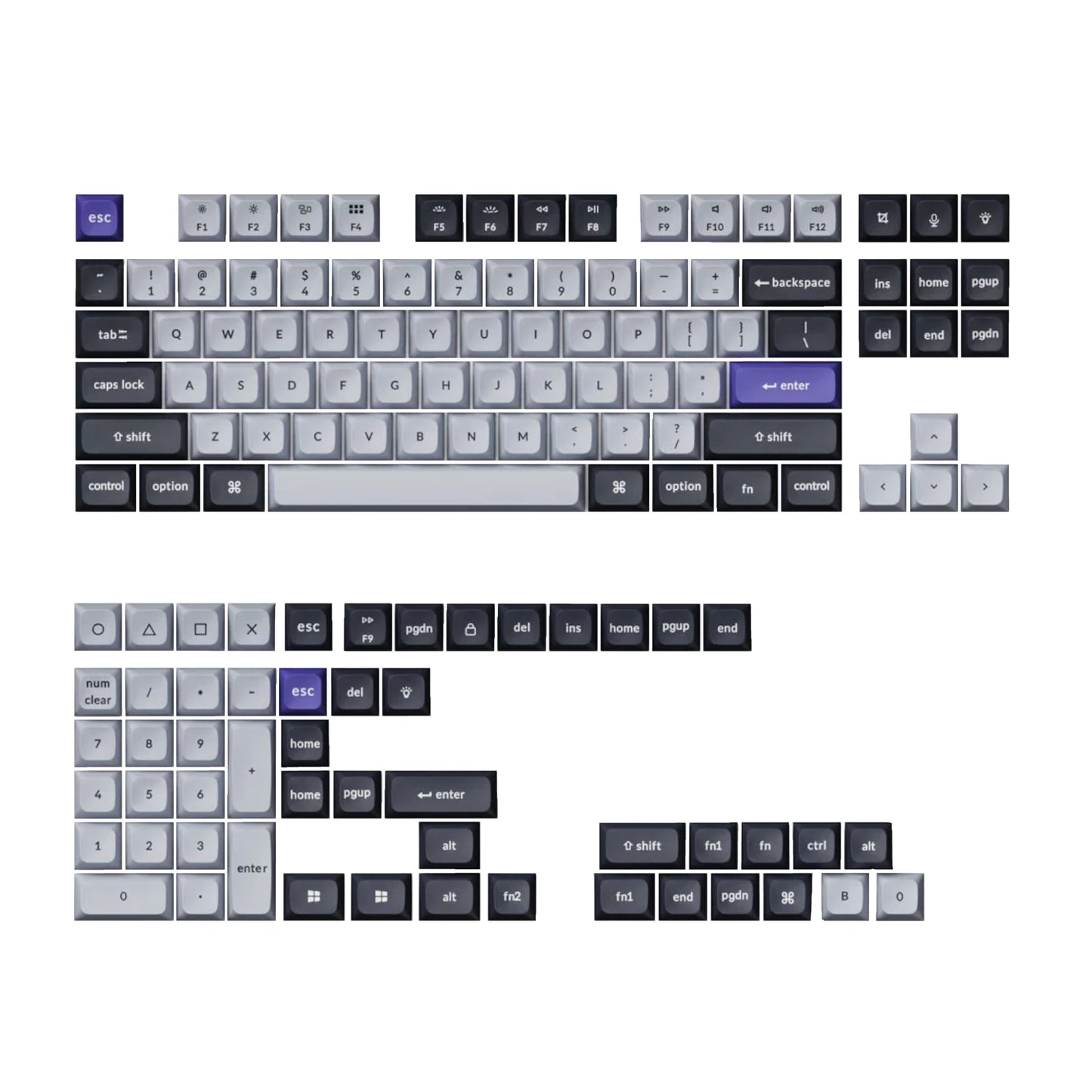Keychron Double Shot KSA PBT Keycap Set – Dark Grey/White Smoke