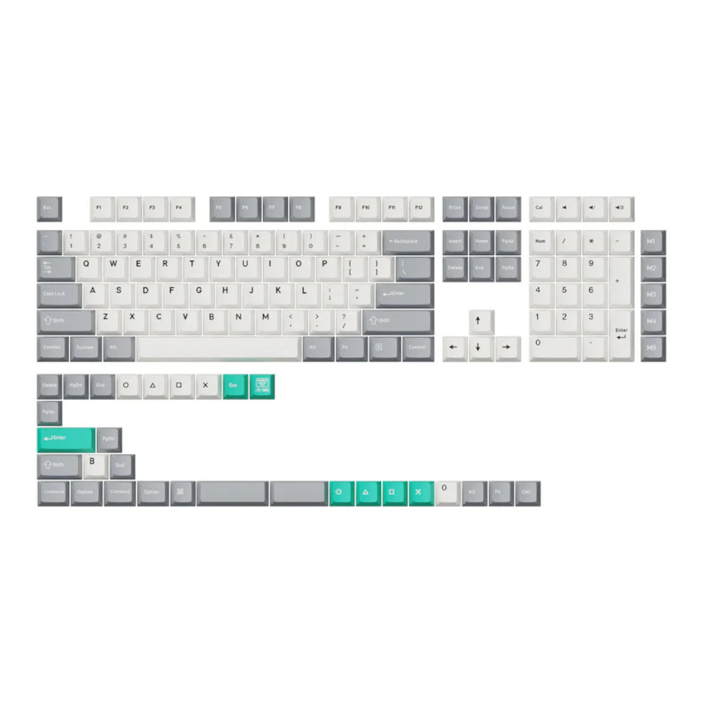 Keychron Cherry Profile Double Shot PBT Full Keycap Set – Grey/White/Mint