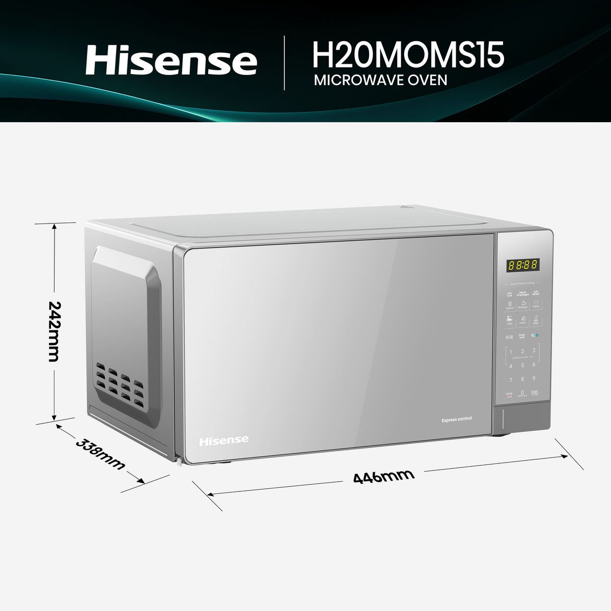 Hisense 20 Litre Silver Digital Microwave Oven