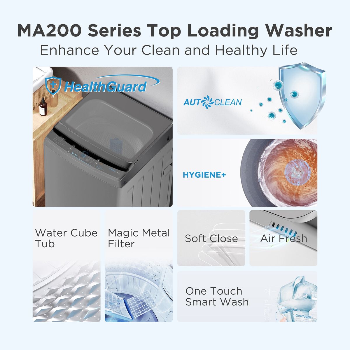 Midea 11kg Top Load Washing Machine Titanium
